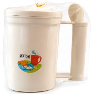 Premium Cup and Spoon Set with Lid – Cream White