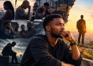 A young man reflecting on life's struggles and finding hope after failure and disappointment